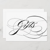 ブラックエレガントカリグラフィー結婚式ギフトサイン (正面/裏面)