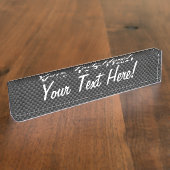 ブラックエレガントカーボンファイバスタイルプリント背景 デスクネームプレート (側面)