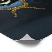 ブラックエレガントキャットオンブルーチャイズラウンジ – Ghibli ポスター (角)