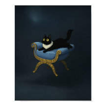 ブラックエレガントキャットオンブルーチャイズラウンジ – Ghibli