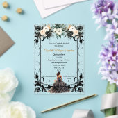 ブラックエレガントクインチェニェラフローラ アクリル招待状 (インサイチュ (ウェディング))