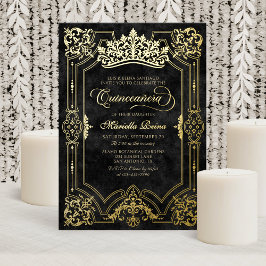 ブラックエレガントクラウンティアラキンセアニェラ 箔招待状