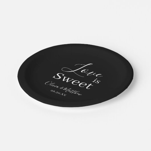 ブラックエレガントクラシックの愛は甘結婚い ペーパープレート (アングル)