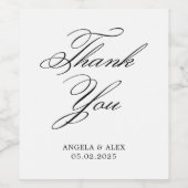 ブラックエレガントクラシックの結婚に感謝2 ワインラベル (シングルラベル)