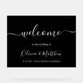 ブラックエレガントクラシックミニマル結婚リスト アクリルサイン (正面)