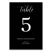 ブラックエレガントクラシックミニマル結婚リスト テーブルナンバー (裏面)