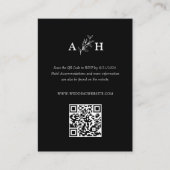 ブラックエレガントクラシックモノグラムQRコードRSVPカード エンクロージャーカード (正面)
