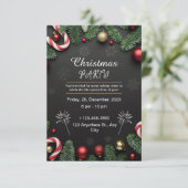 ブラックエレガントクリスマスパーティ 招待状 (スタンド正面)