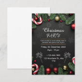ブラックエレガントクリスマスパーティ 招待状 (正面/裏面)