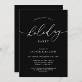 ブラックエレガントクリスマスホリデーパーティー招待状 招待状 (正面/裏面)