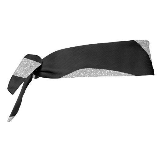 ブラックエレガントグリッターシルバーゼブラアニマルプリント タイヘッドバンド (回転270)