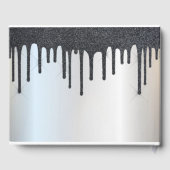 ブラックエレガントグリッタードリップハート結婚ズ ゲストブック (裏面)