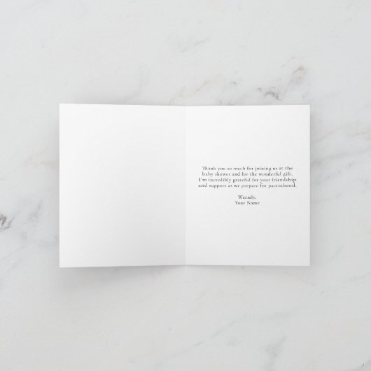 ブラックエレガントグリッターバタフライクリーム折り畳み サンキューカード (内部)