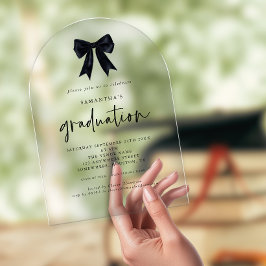 ブラックエレガントコケット弓卒業パーティー アクリル招待状