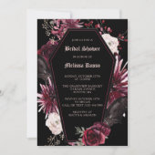 ブラックエレガントゴシックバラ棺ブライダルシャワー 招待状 (正面)