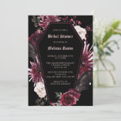 ブラックエレガントゴシックバラ棺ブライダルシャワー 招待状 (スタンド正面)