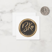 ブラックエレガントゴールドフェイクフォイルイニシャル会社のロゴ ノートカード (正面/裏面インサイチュ)