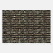 ブラックエレガントゴールドフォイルホリデーパターン ラッピングペーパーシート (正面3)