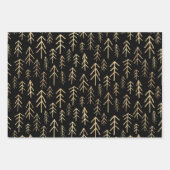 ブラックエレガントゴールドフォイルホリデーパターン ラッピングペーパーシート (正面)