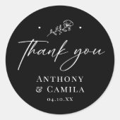 ブラックエレガントサンキュー結婚ズ ラウンドシール (正面)