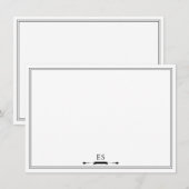 ブラックエレガントシックイニシャルモノグラム ノートカード (正面/裏面)