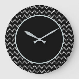 ブラックエレガントシルバーグラムスパークルグリッター ラージ壁時計