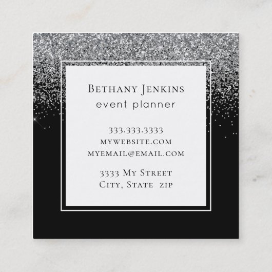 ブラックエレガントシルバーグリッター名刺 スクエア名刺 (裏面)