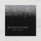 ブラックエレガントシルバーグリッター名刺 スクエア名刺 (正面)