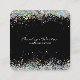 ブラックエレガントシルバーグリッター スクエア名刺