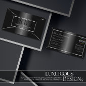 ブラックエレガントシルバーデコールとモノグラムとロゴ 名刺