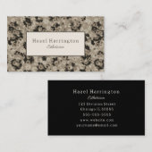 ブラックエレガントシルバービジネスカード抽象芸術フローラ 名刺 (正面/裏面)