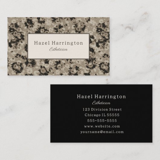 ブラックエレガントシルバービジネスカード抽象芸術フローラ 名刺 (正面/裏面)