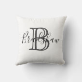 ブラックエレガントシルバーモノグラム名前をカスタムする クッション (裏面)