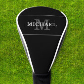 ブラックエレガントシルバーモノグラム名前をカスタムする ゴルフヘッドカバー