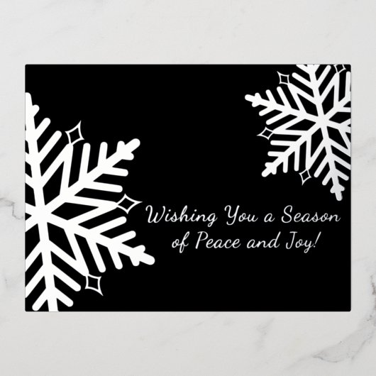 ブラックエレガントシルバー冬季スノーフレーク事業 箔シーズンポストカード (正面)