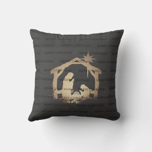 ブラックエレガントシルバー出生メリークリスマス クッション (裏面)