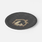 ブラックエレガントシルバー出生メリークリスマス ペーパープレート (アングル)