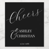 ブラックエレガントシンプル結婚式の引き出物 ワインラベル (シングルラベル)