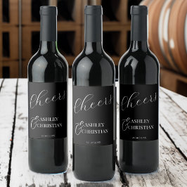 ブラックエレガントシンプル結婚式の引き出物 ワインラベル