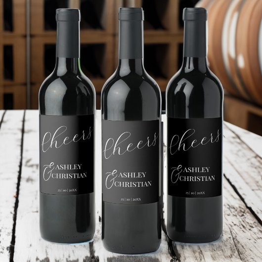 ブラックエレガントシンプル結婚式の引き出物 ワインラベル
