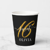ブラックエレガントスウィート16カップ16紙 紙コップ (裏面)