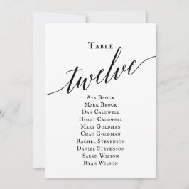 ブラックエレガントスクリプトテーブルナンバー12 席次表 招待状