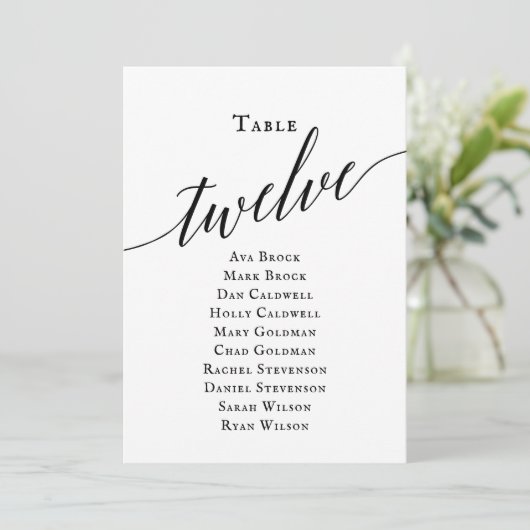 ブラックエレガントスクリプトテーブルナンバー12 席次表 招待状 (スタンド正面)