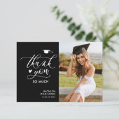 ブラックエレガントスクリプト シンプル卒業感謝 招待状 (スタンド正面)