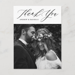 ブラックエレガントスクリプ結婚トVertical Thank ポストカード