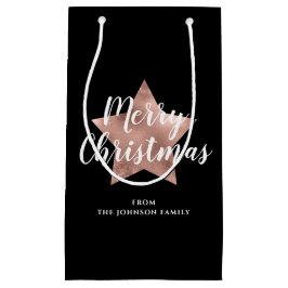 ブラックエレガントスターメリークリスマス スモールペーパーバッグ