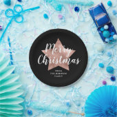 ブラックエレガントスターメリークリスマス ペーパープレート (パーティー)