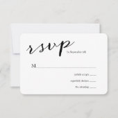 ブラックエレガントストライプウェディングRSVP 出欠カード (正面)