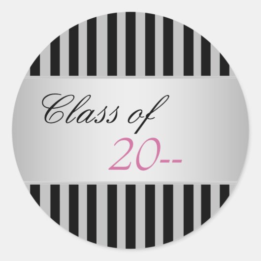 ブラックエレガントストライプ卒業式シール ラウンドシール (正面)