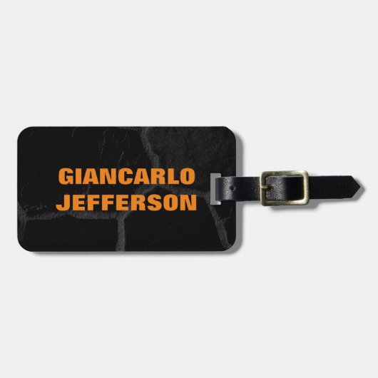 ブラックエレガントストーンミニマルスタイルプロフェッショナル ラゲッジタグ (正面横)